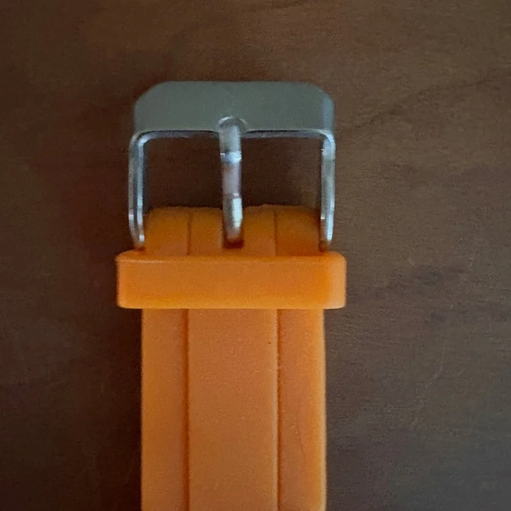 Geneva Platinum Orange Dial Crystal Bezel & Orange Rubber Band Watch